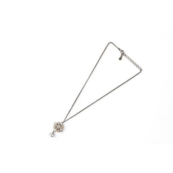 Chanel Necklace Pendant 2way Chanel Coco Mark CC Rhinestone Silver A12V - Picture 2 of 7